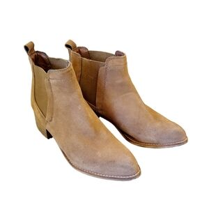 Crevo Slip On Chestnut Tan Leather Suede Booties Size 7